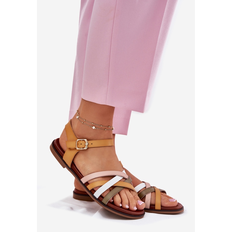 Frauensandalen mit Sergio Leone SK090H Swinging Stripes Gelb 1