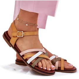 Frauensandalen mit Sergio Leone SK090H Swinging Stripes Gelb 8