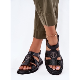 Damen -Ledersandalen mit dekorativem Detail Artiker 56C0691 Schwarz 3