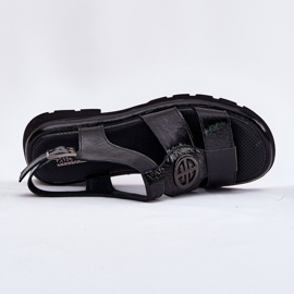 Damen -Ledersandalen mit dekorativem Detail Artiker 56C0691 Schwarz 7