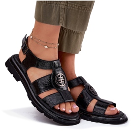 Damen -Ledersandalen mit dekorativem Detail Artiker 56C0691 Schwarz 8