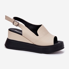 Damen -Ledersandalen für alten Artiker 54C0401 Beige 4