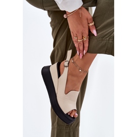 Damen -Ledersandalen für alten Artiker 54C0401 Beige 6