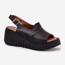 ARTIKER Frauensandalen aus natürlichen Leder auf Keilartker 54C0791 Schwarz 4