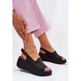 ARTIKER Frauensandalen aus natürlichen Leder auf Keilartker 54C0791 Schwarz 5