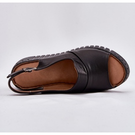 ARTIKER Frauensandalen aus natürlichen Leder auf Keilartker 54C0791 Schwarz 9
