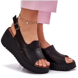 ARTIKER Frauensandalen aus natürlichen Leder auf Keilartker 54C0791 Schwarz 10