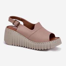 ARTIKER Frauensandalen aus natürliches Leder für einen Keilartker 54C0788 Dunkler Beige 4