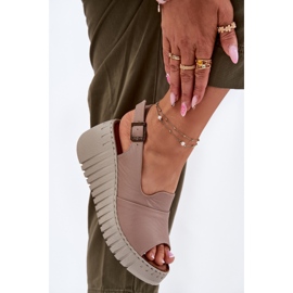 ARTIKER Frauensandalen aus natürliches Leder für einen Keilartker 54C0788 Dunkler Beige 5