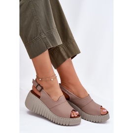 ARTIKER Frauensandalen aus natürliches Leder für einen Keilartker 54C0788 Dunkler Beige 6