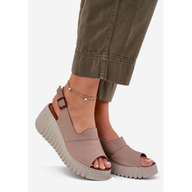 ARTIKER Frauensandalen aus natürliches Leder für einen Keilartker 54C0788 Dunkler Beige 1
