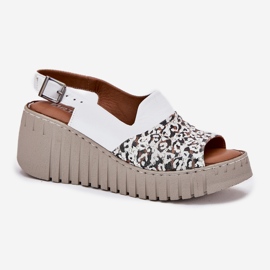 ARTIKER Frauensandalen aus natürlichen Leder auf Keilartker 56C0958 Weiß 4