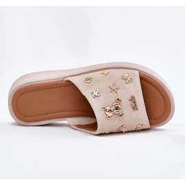 Women's Suede Flip Flops mit Vinceza 66741 Beige 9