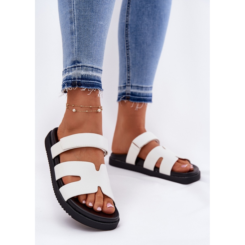 Damenflip Flops mit Vinceza 17401 Klettverschluss weiß 2