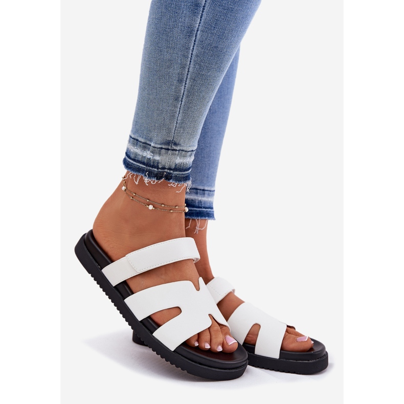 Damenflip Flops mit Vinceza 17401 Klettverschluss weiß 1