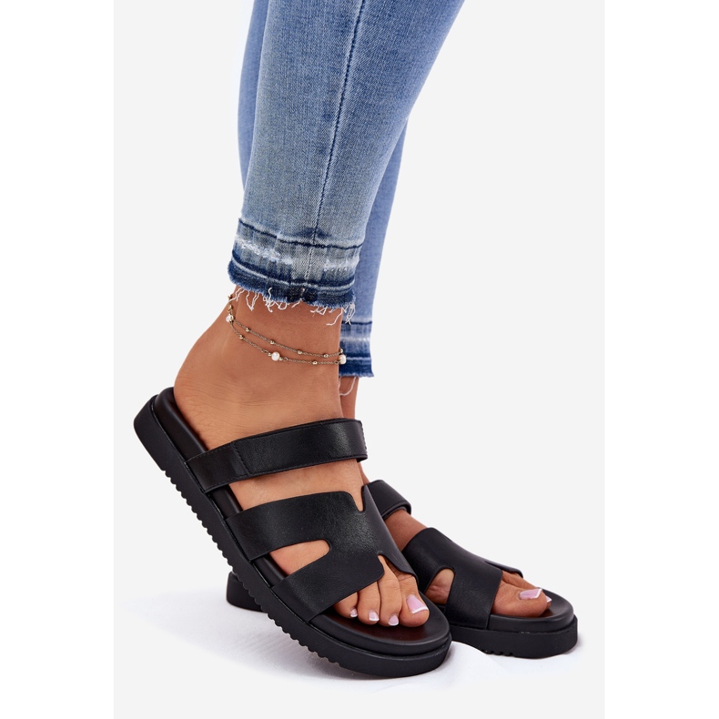 Damenflip Flops mit Vinceza 17401 Klettverschluss schwarz 1