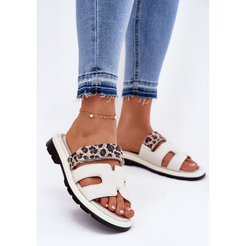 Frauen Leder Flip Flops Vinceza 66769 Lichtglocke beige 2