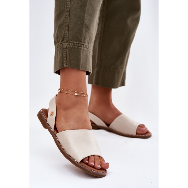 EVento Frauen flache Sandalen Öko -Leder beige 2