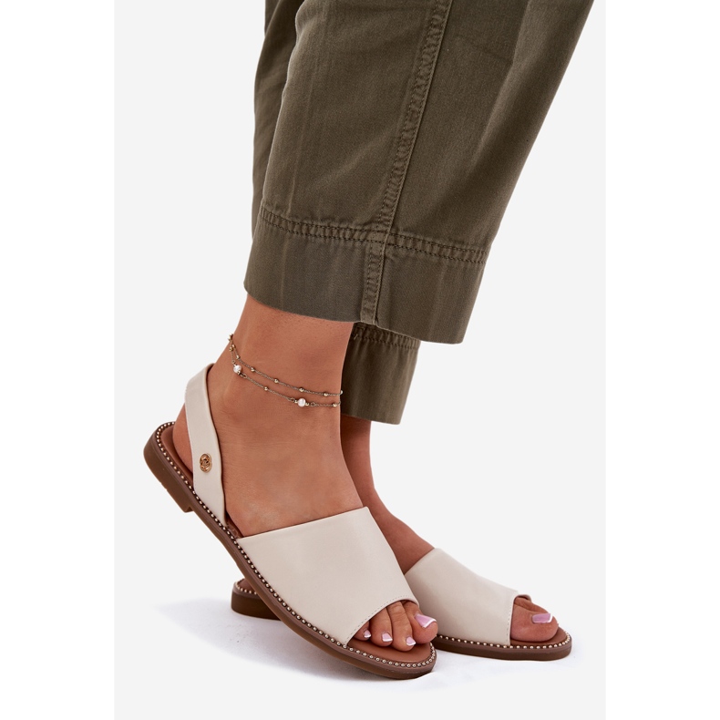 EVento Frauen flache Sandalen Öko -Leder beige 1