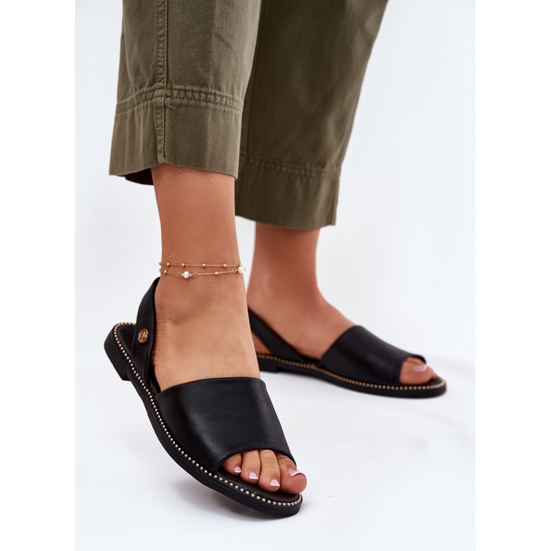 EVento Flach -getötete Frauen Sandalen Öko -Leder schwarz 2