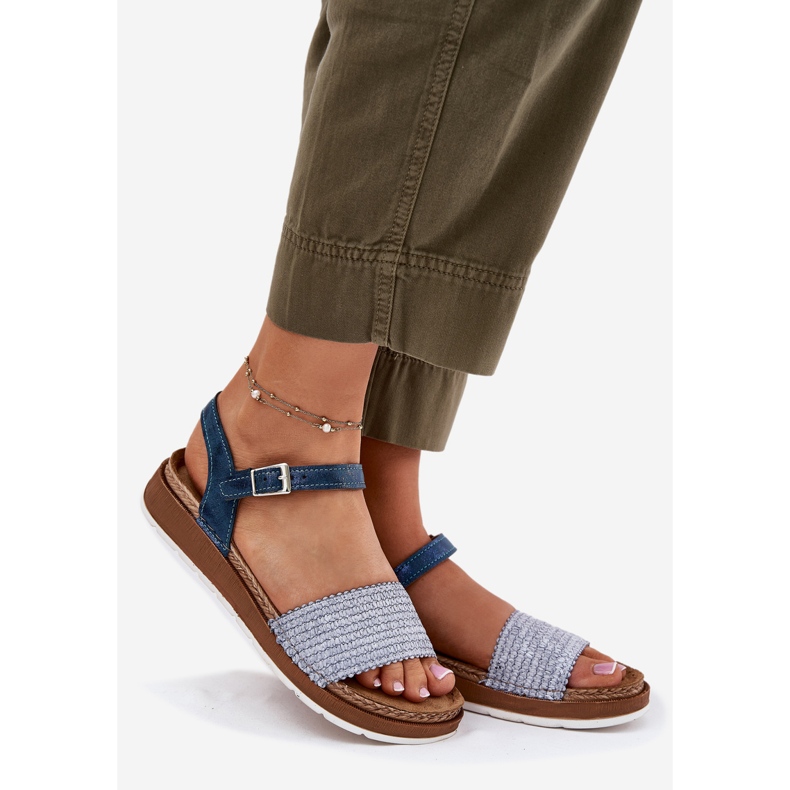 Frauensandalen mit einem Geflecht auf der Inblu GS000050 Blue Bar blau 1