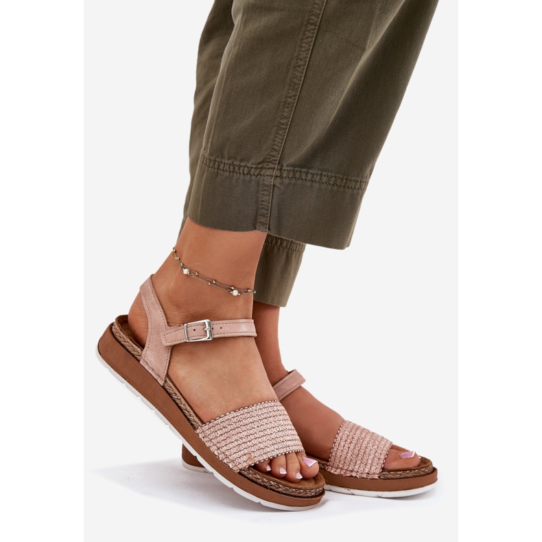 Frauensandalen mit Geflecht am Inblu GS000050 Pink Belt rosa 1