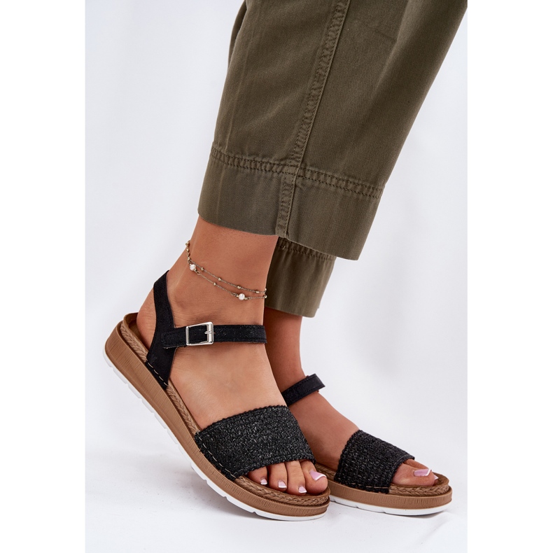 Frauensandalen mit einem Geflecht am Inblu GS000050 Black Gürtel schwarz 1