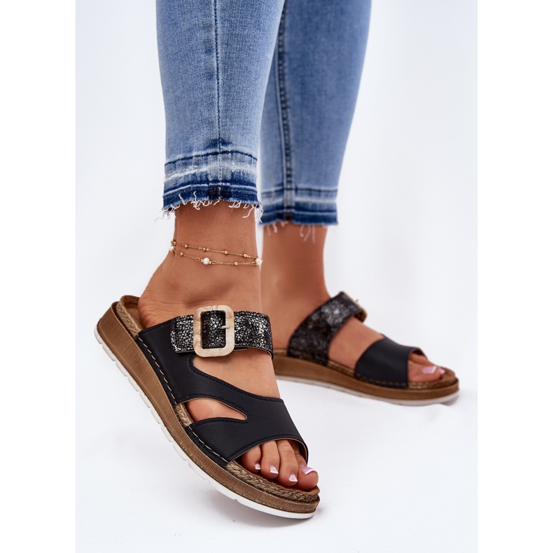 Leichte Frauen -Flip -Flops mit Inblu GS000055 Schwarzer Schnalle 2