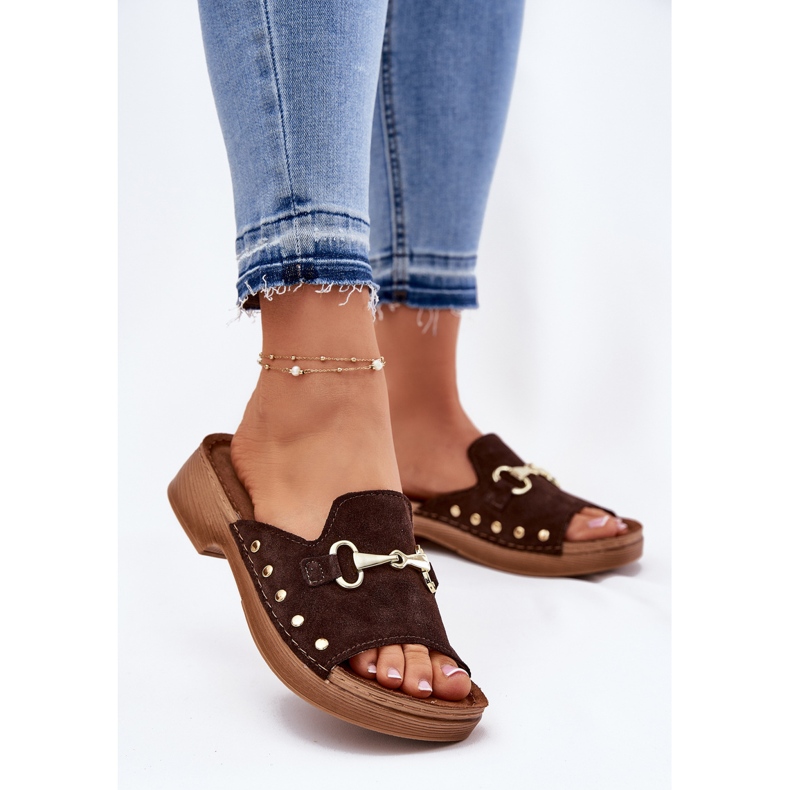 Inblu Wildleder -Pantoffeln für Wildleder in Blu TF0002k Brown braun 2