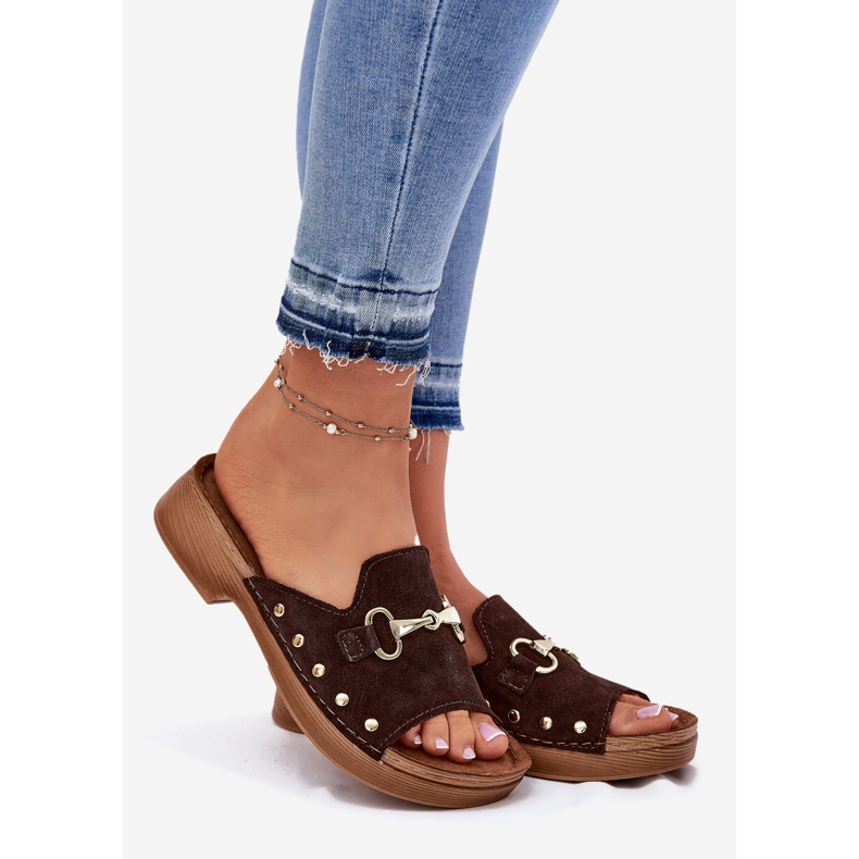 Inblu Wildleder -Pantoffeln für Wildleder in Blu TF0002k Brown braun 1