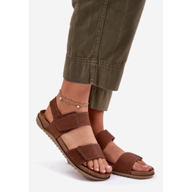 Frauen Ledersandalen inblu aa0001ki Kamel braun 1