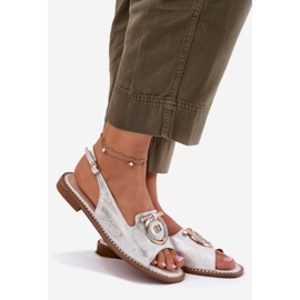 S.Barski Elegante Sandalen mit Flachhackmedizin S. Barski Kv51-003 Silber 1
