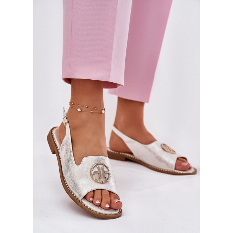 S.Barski Frauensandalen mit flachem Haken mit einer Verzierung von S. Barski Kv51-002 Silber silber- 2