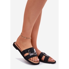 Flat Damen Flip Flops mit einem dekorativen Detail Artiker 56C1336 Schwarz 1