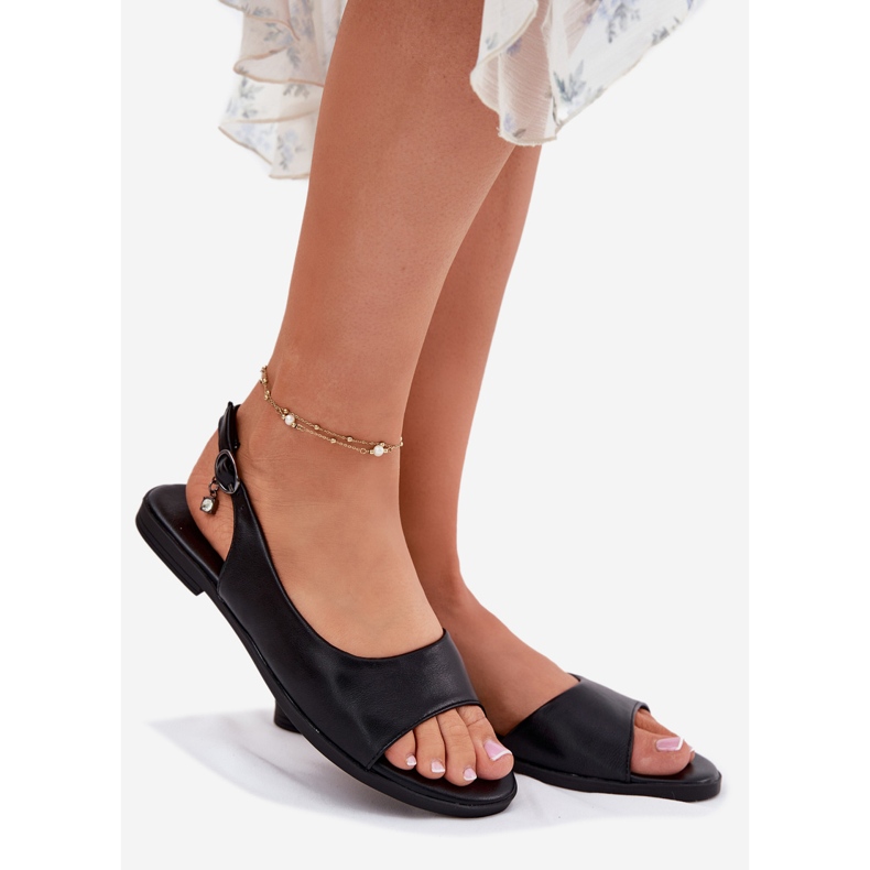 EVento Flach -geköpfte Frauensandalen schwarz 1