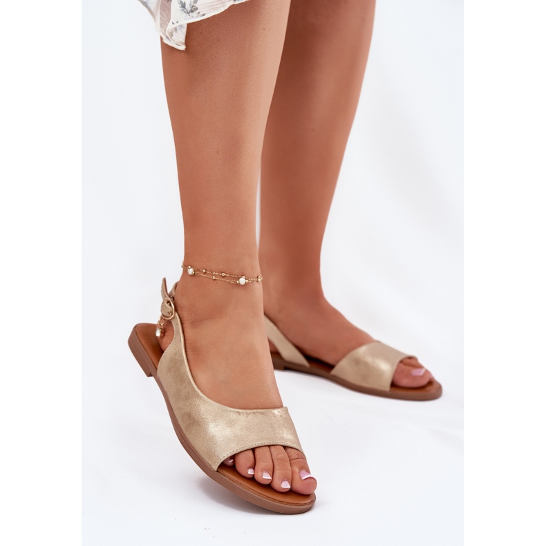 EVento Flach -getötete Frauen Sandalen Gold golden 2