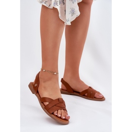 EVento Camels flache Sandalen mit Öko -Leder -Öko -Leder braun 2