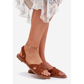 EVento Camels flache Sandalen mit Öko -Leder -Öko -Leder braun 1