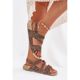 Frauen Ledersandalen Zazoo K1004 Leopardendruck braun 6