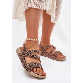Frauen Ledersandalen Zazoo K1004 Leopardendruck braun 2