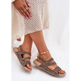 Frauen Ledersandalen Zazoo K1004 Leopardendruck braun 7
