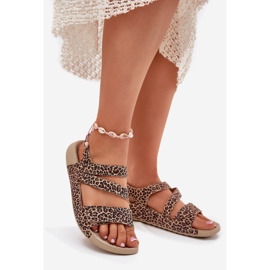 Frauen Ledersandalen Zazoo K1004 Leopardendruck braun 1