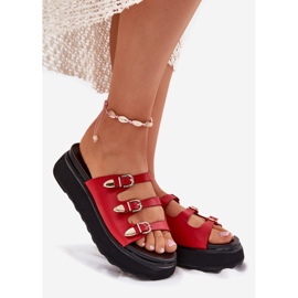 Damenflip Flops auf der Plattform mit roten Streifen 1