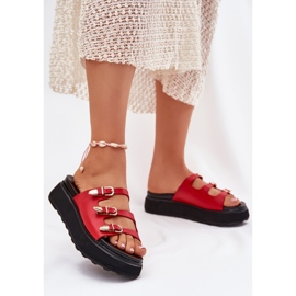 Damenflip Flops auf der Plattform mit roten Streifen 2