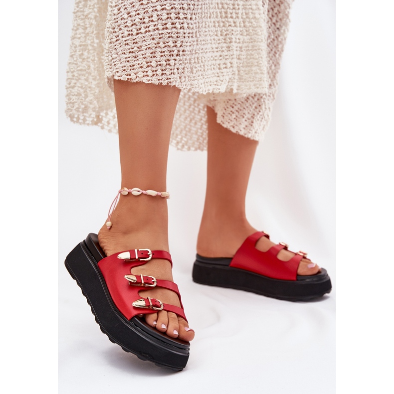 Damenflip Flops auf der Plattform mit roten Streifen 2