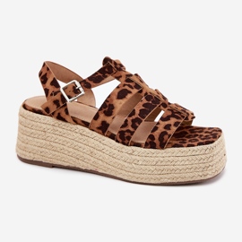 Frauensandalen mit Streifen und Leopardengeflecht braun 8
