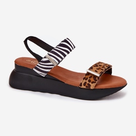 Frauensandalen für Keile Leopard und braunes Zebra 4
