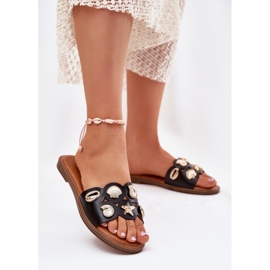 Flat -getaelte Frauen -Flip -Flops mit goldenen Stiften schwarze Stifte 2