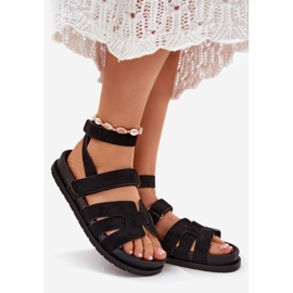 Öko -Wildleder -Sandalen mit Klettverschluss schwarz 1