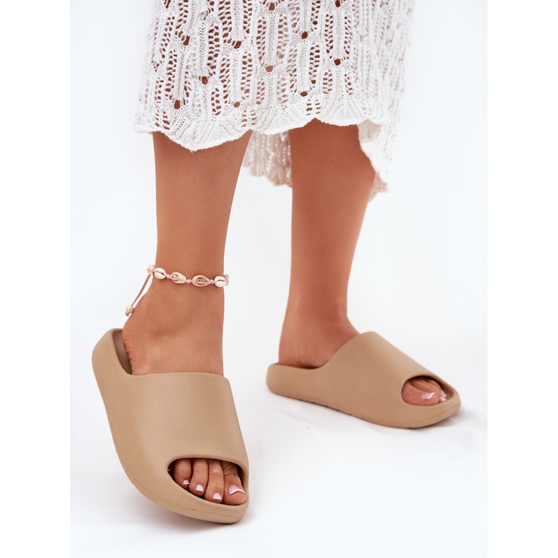 Damenschaum Flip Flops dunkler Beige 2